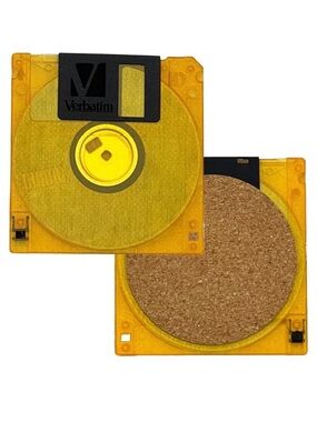 Verbatim Authentic IBM 3.5 Orange Diskette Upcycled Coaster (Multiple Available)